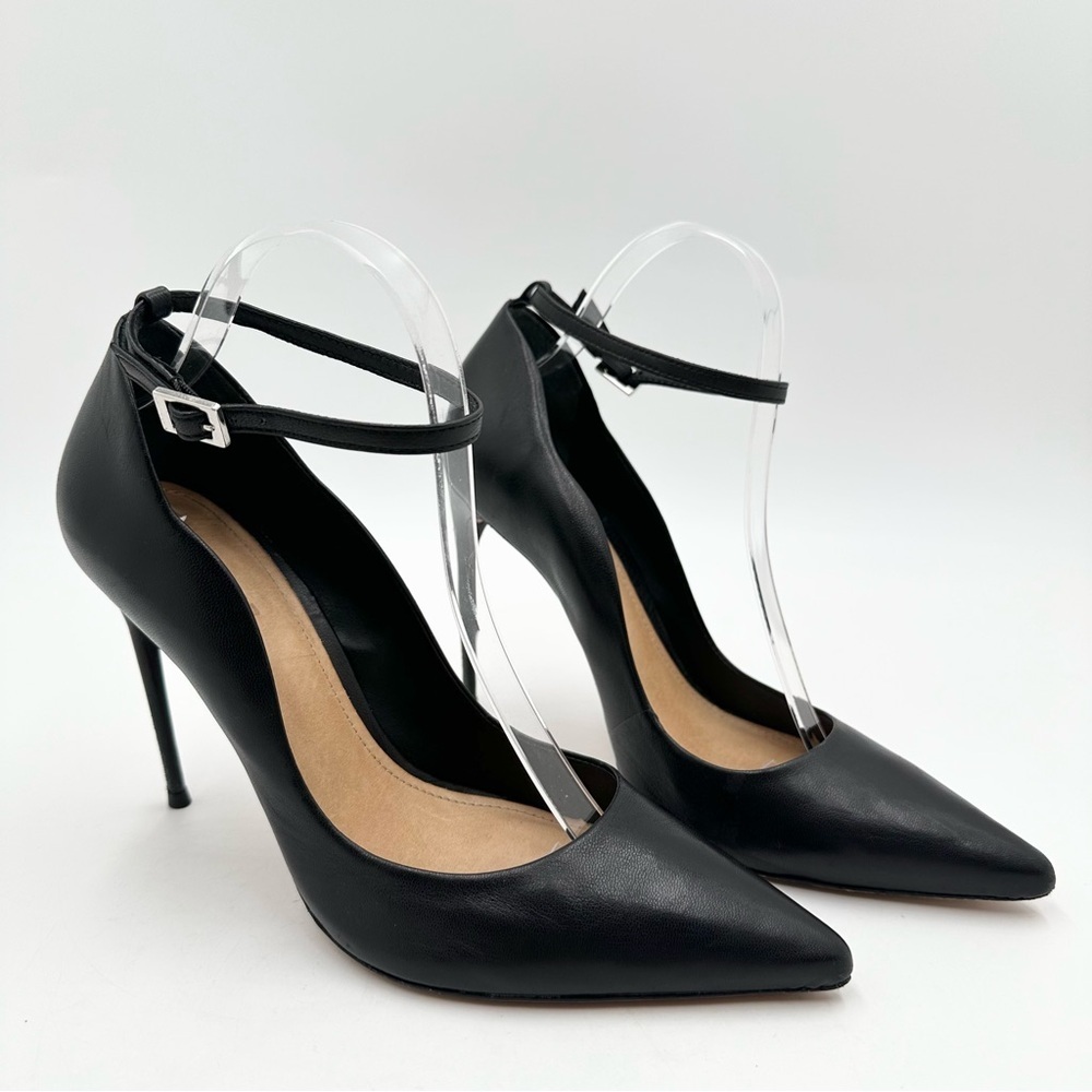 SCHUTZ Women's Thaynara Leather Ankle Strap Pointed Toe Pumps
